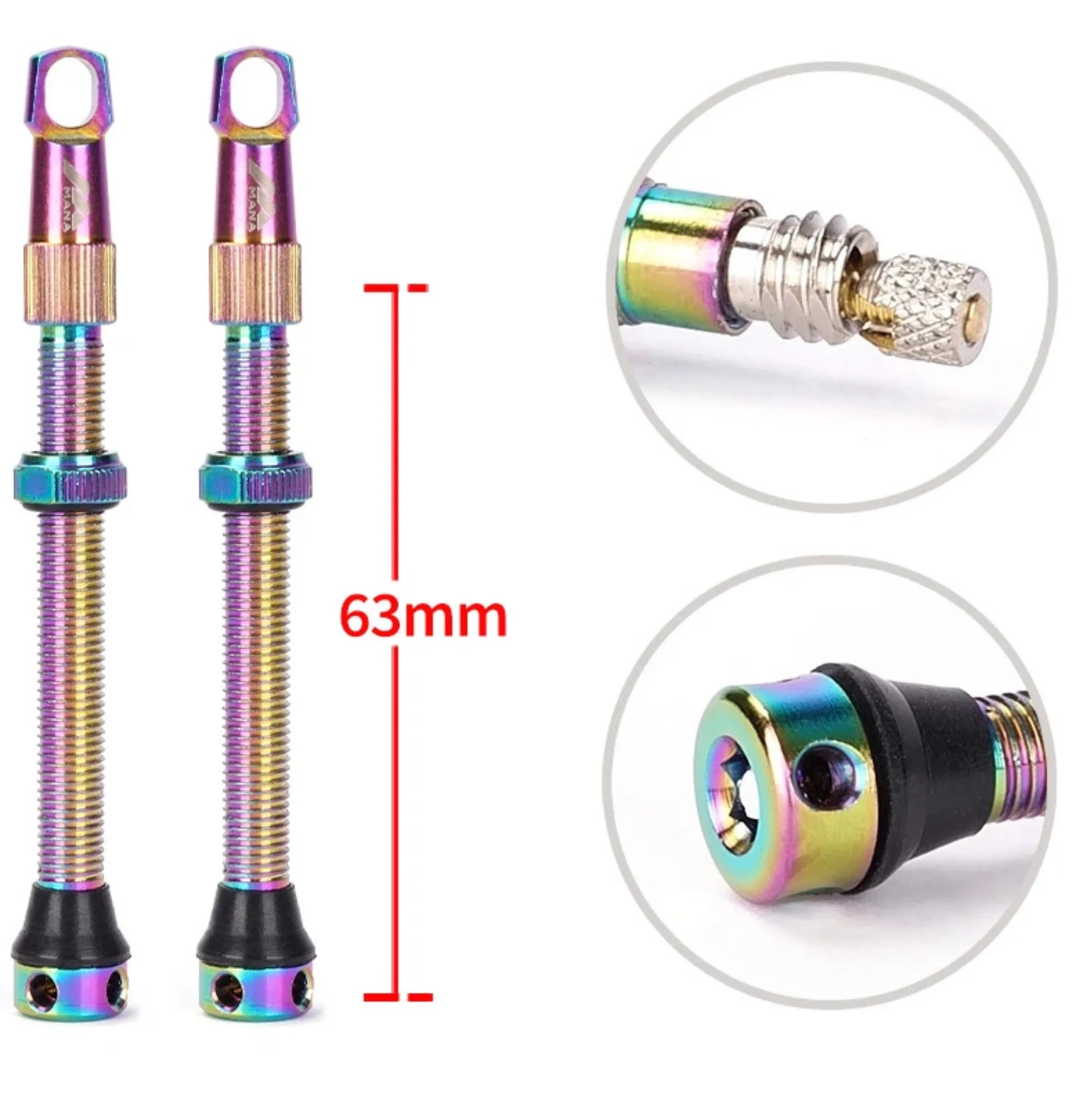 Paire de valves tubeless Presta 63 mm