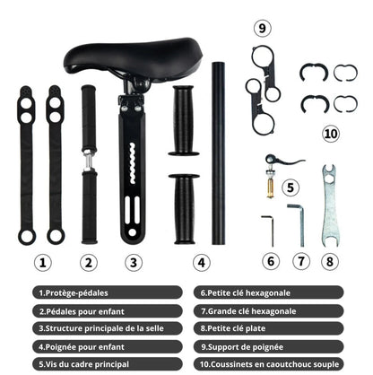 Selle avant pour enfant avec pédales et poignées