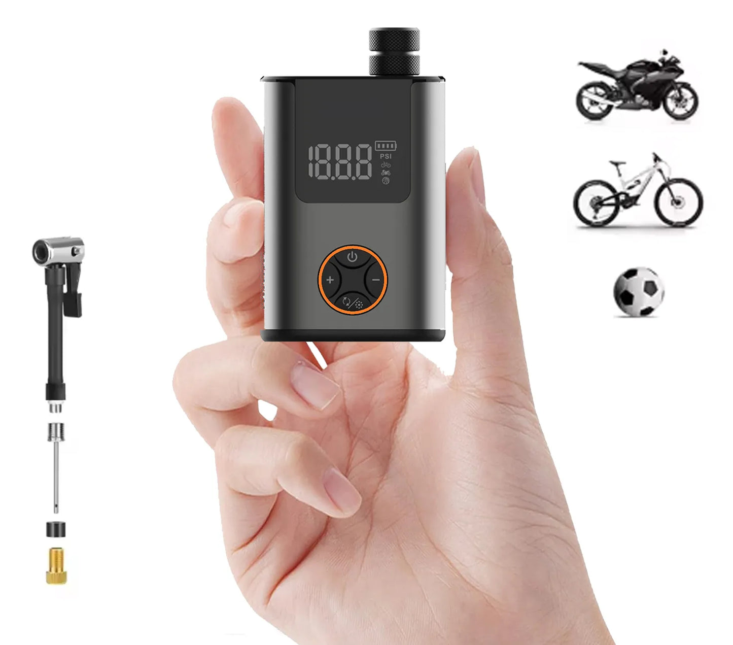 Mini compresseur électrique /Pompe électrique vélo 150 PSI - 6000 mAh - écran LCD