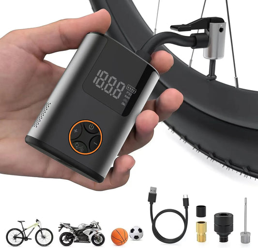 Mini compresseur électrique /Pompe électrique vélo 150 PSI - 6000 mAh - écran LCD
