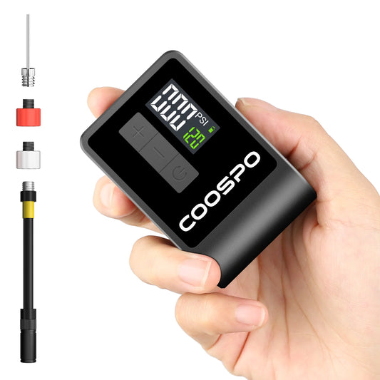 Mini Pompe à Vélo Mini compresseur - COOSPO - Électrique Portable Rechargeable – 120 PSI, Type-C, Écran LCD, Compatible Presta & Schrader Bikeflow
