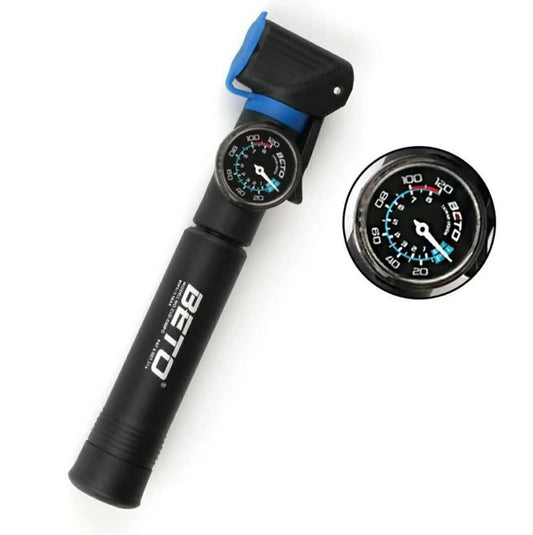 Mini pompe à vélo BETO CRH-030PG – Manomètre intégré – Double valve Presta/Schrader – 120 PSI