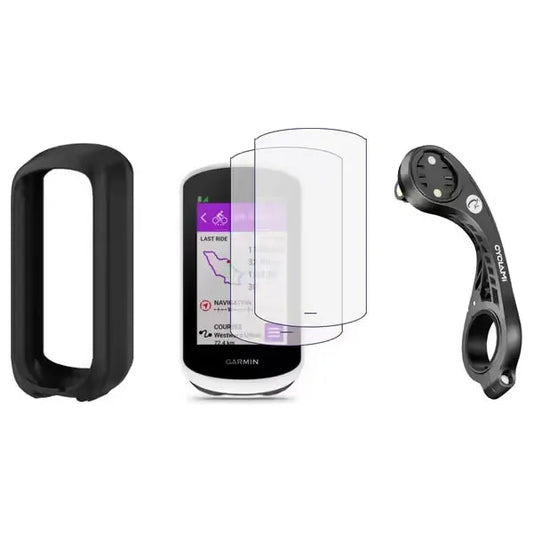 Pack Accessoires Garmin Edge Explore 2 (2 écran de protections + Housse + Support déporté XL optimisé Explore 2)