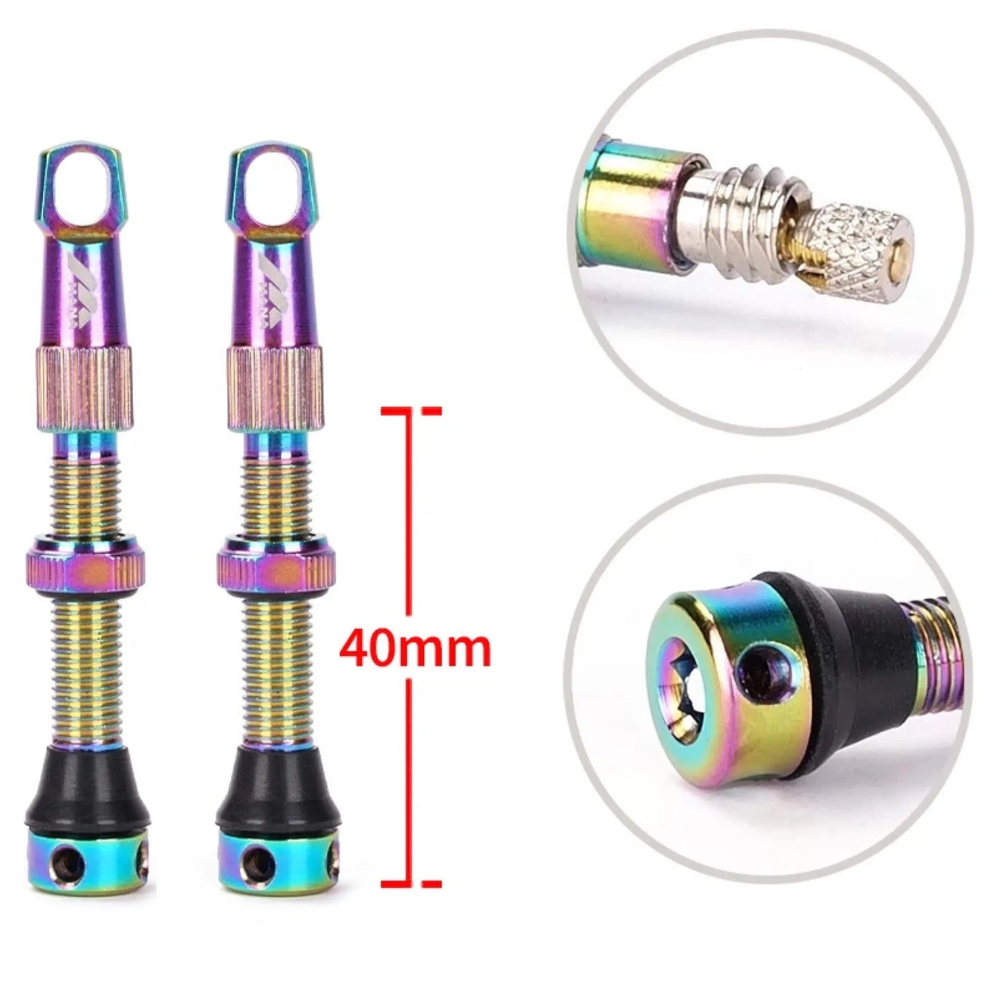 Paire de valves tubeless Presta 40 mm Multicolores