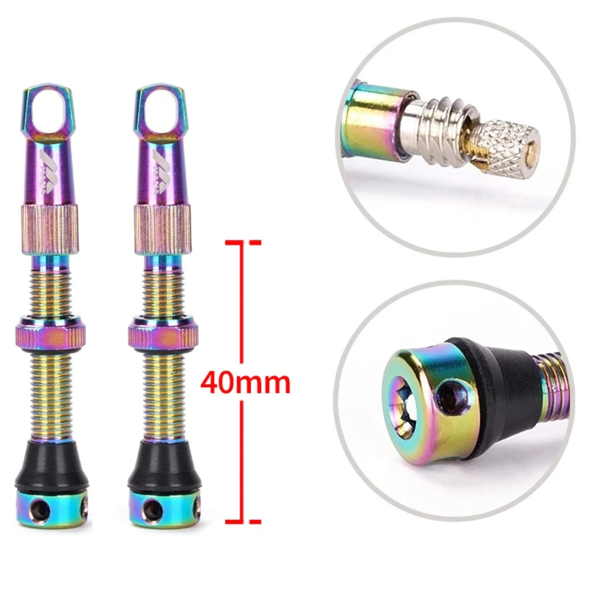 Paire de valves tubeless Presta 40 mm Multicolores
