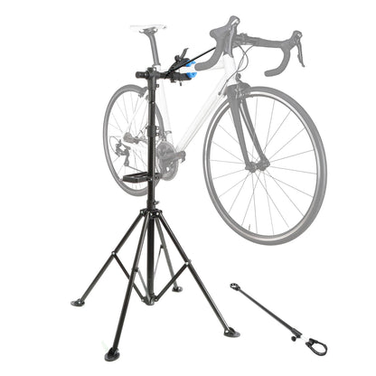 Pied d’atelier pour vélos et VAE – hauteur réglable 102-178 cm – capacité max. 30 kg – pivotant 360° – Support de montage réparation vélo Bikeflow
