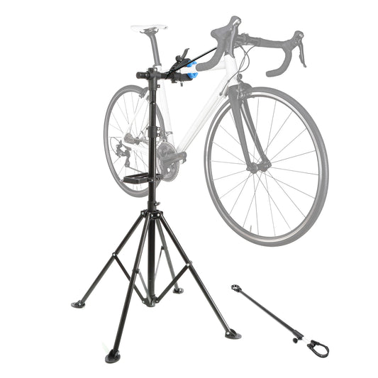 Pied d’atelier pour vélos et VAE – hauteur réglable 102-178 cm – capacité max. 30 kg – pivotant 360° – Support de montage réparation vélo Bikeflow