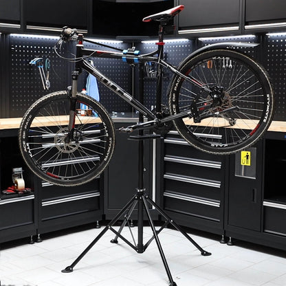 Pied d’atelier pour vélos et VAE – hauteur réglable 102-178 cm – capacité max. 30 kg – pivotant 360° – Support de montage réparation vélo