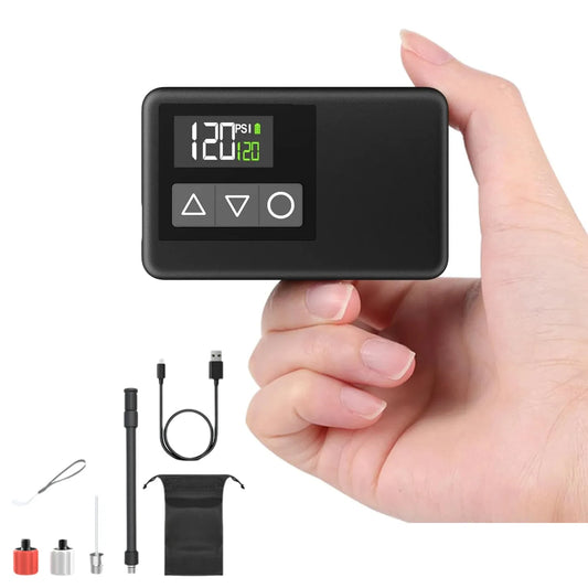 Pompe électrique/Mini compresseur vélo 120 PSI - Affichage digital - Indicateur Bars/PSI - 108g