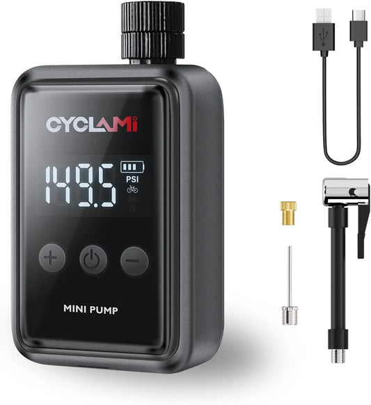 Pompe électrique portable CYCLAMI HW-125 – 150 PSI – Rechargeable USB-C – Valve Presta/Schrader