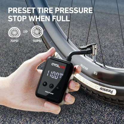 Pompe électrique portable CYCLAMI HW-125 – 150 PSI – Rechargeable USB-C – Valve Presta/Schrader