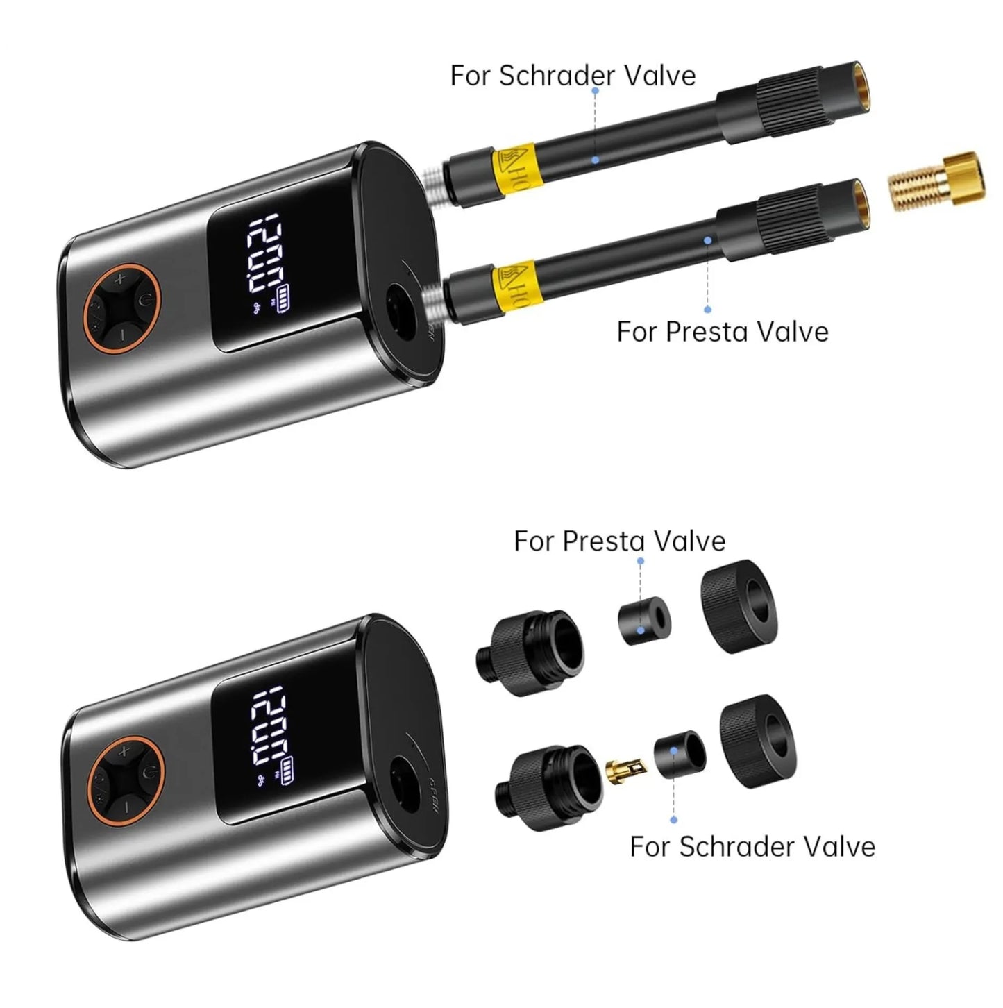Mini compresseur électrique /Pompe électrique vélo 150 PSI - 6000 mAh - écran LCD