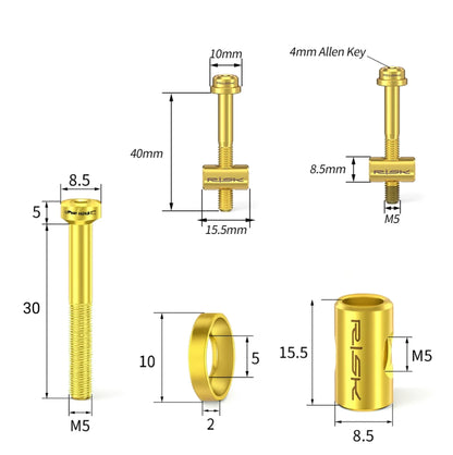 Kit 2 vis de fixation tige de selle RISK – Titane M5×30 ou M5×40