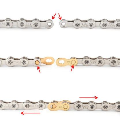 Lot de 2 attaches rapides chaîne vélo 12 vitesses – Magic Link Connector doré