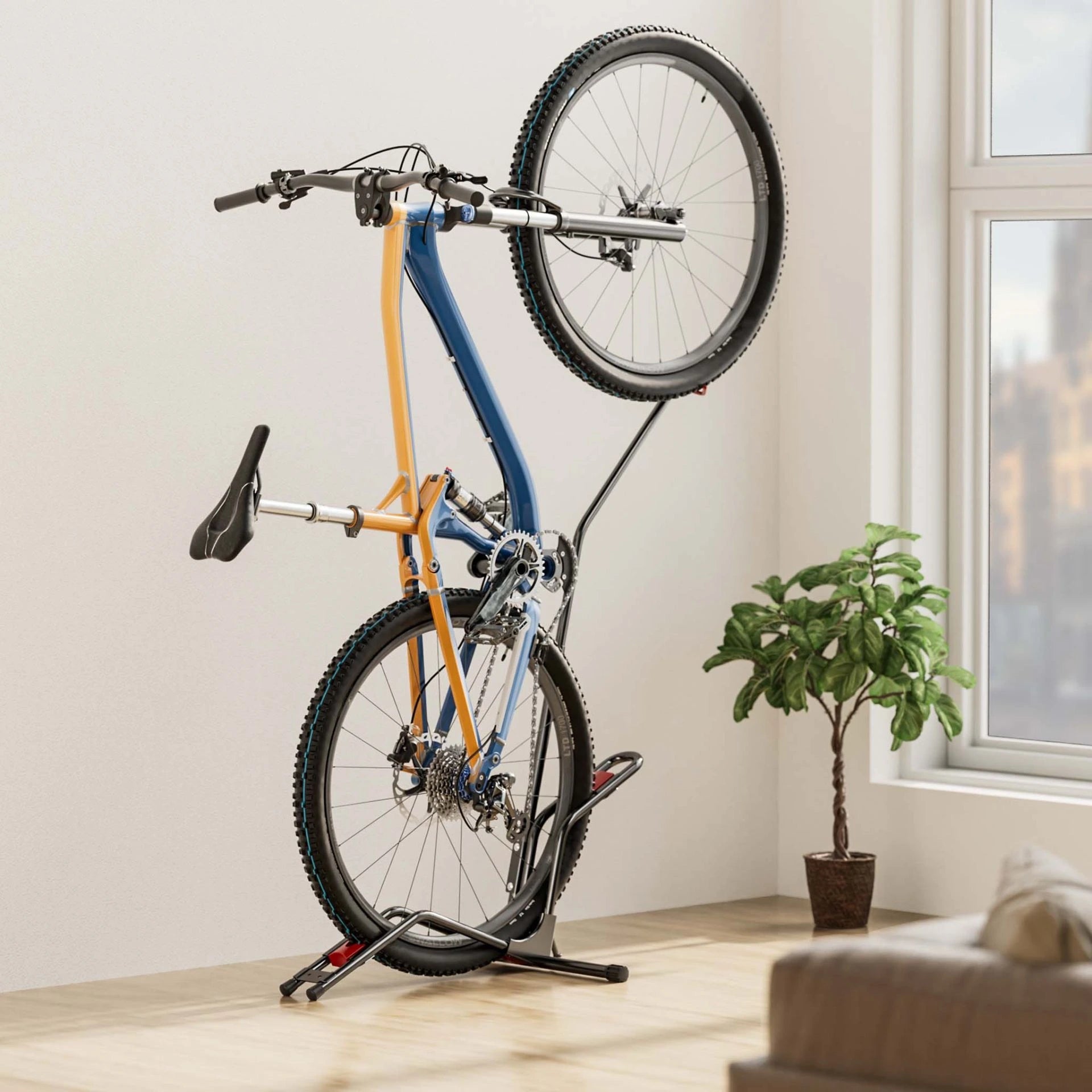 Rack à Vélo Vertical Autoportant – Acier, Pieds Antidérapants, pour Vélos 24–29"