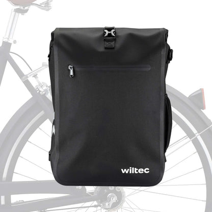 Sacoche/Sac à dos étanche pour porte-bagages noire – capacité de 25 L – Avec compartiment pour ordinateur