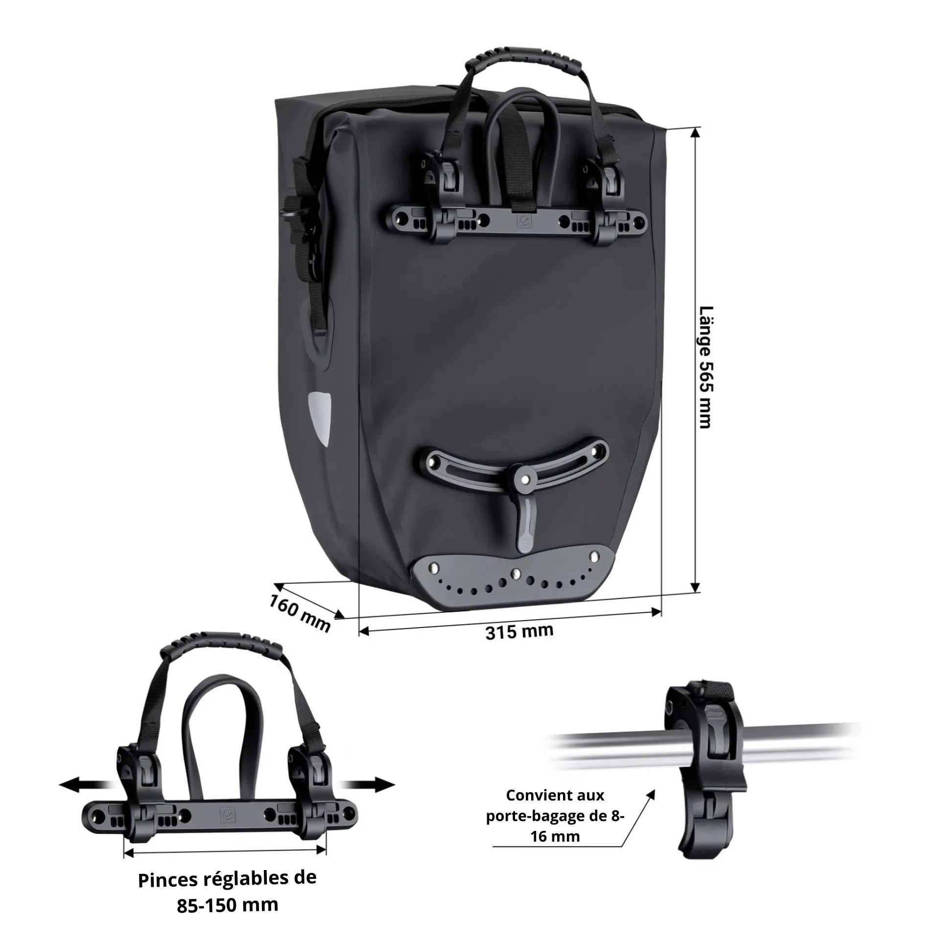 Sacoche vélo Wiltec 25 L – Étanche, résistante et idéale pour porte-bagages arrière