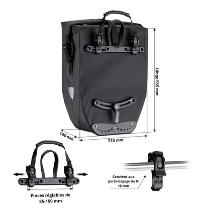 Sacoche vélo Wiltec 25 L – Étanche, résistante et idéale pour porte-bagages arrière