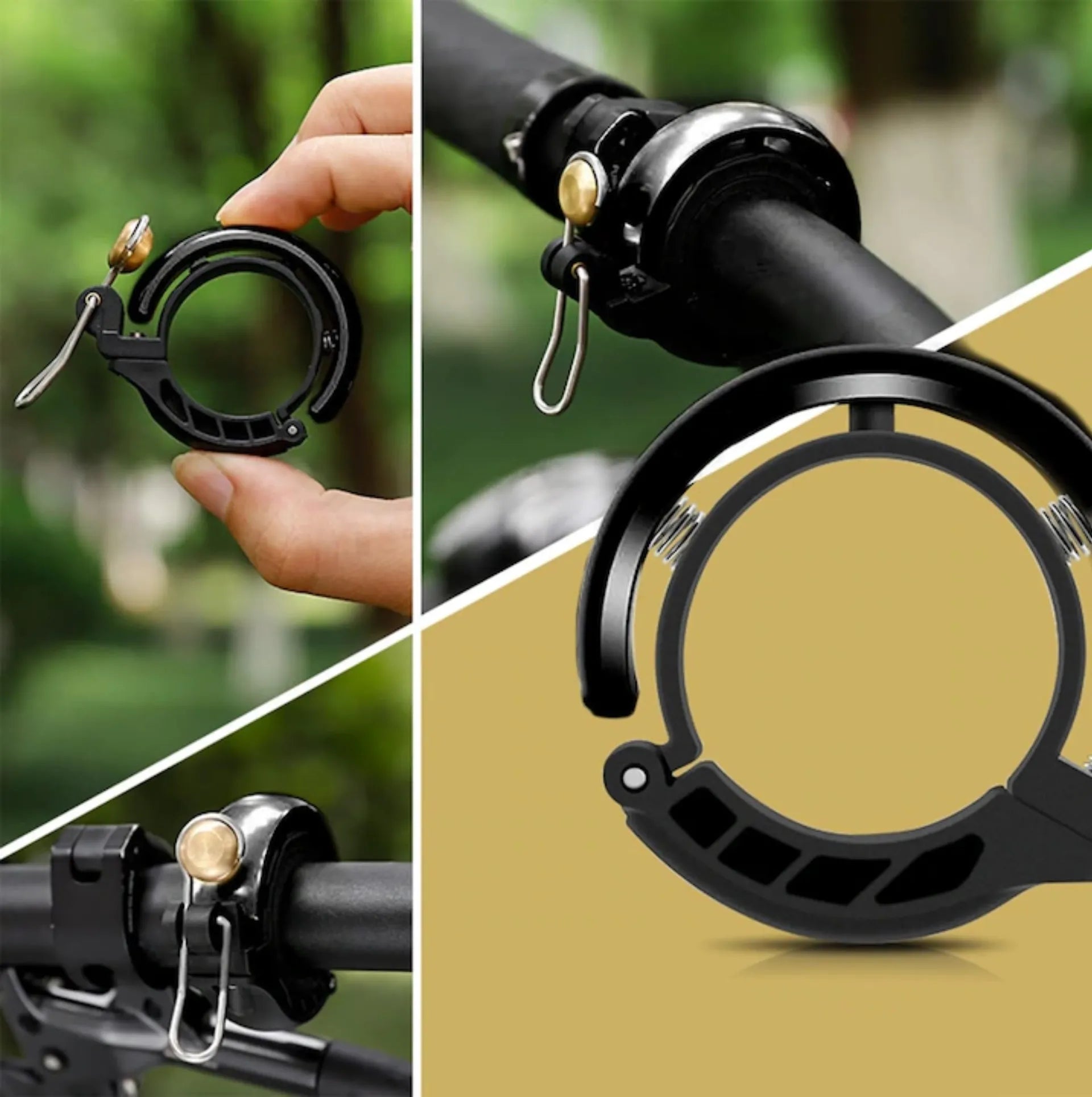 Sonnette de vélo design circulaire en cuivre - Noir