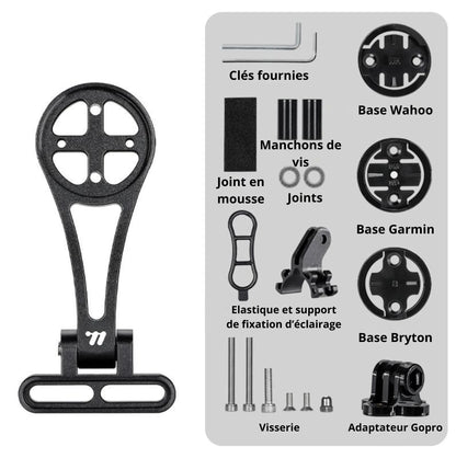 Support compteur vélo West Biking angle réglable à 180° compatible Garmin/Bryton/Wahoo
