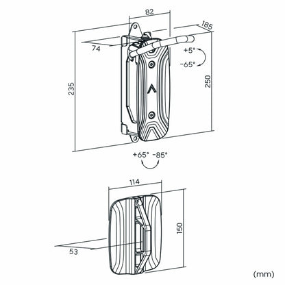 schéma Support mural pliable pour 1 vélo – Rangement compact, robuste et sécurisé