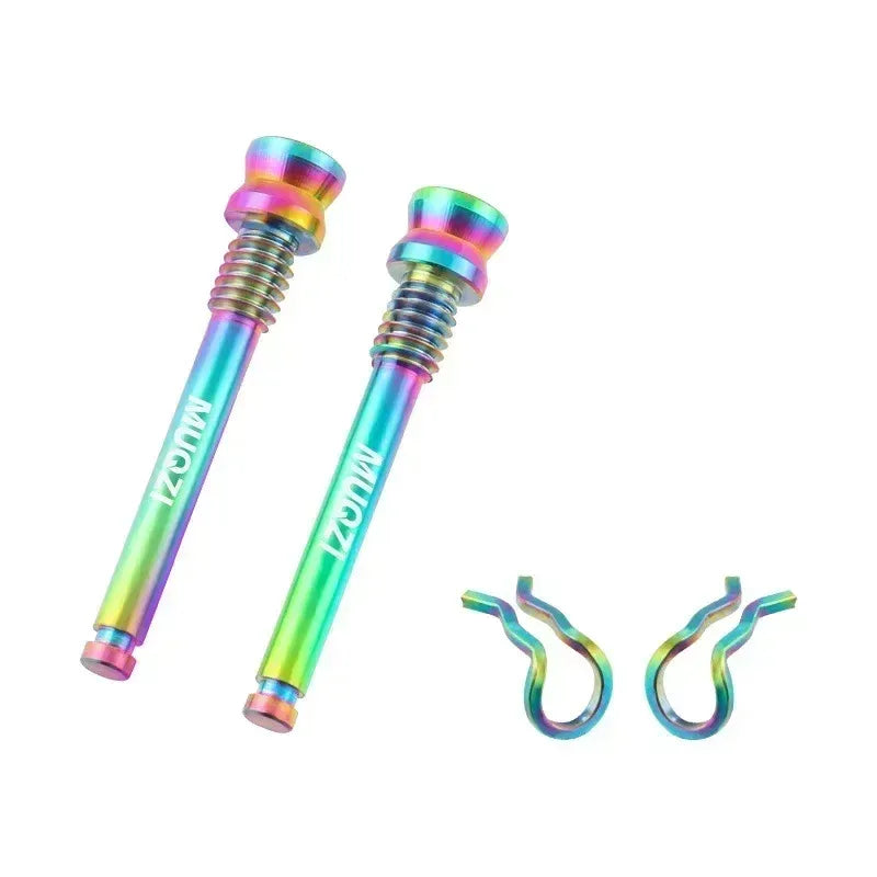 Vis étrier de frein à disque – Titane M4×26 mm – Multicolore – 2 pièces + clips – Route &amp; VTT