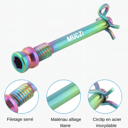 Vis étrier de frein à disque – Titane M4×26 mm – Multicolore – 2 pièces + clips – Route &amp; VTT