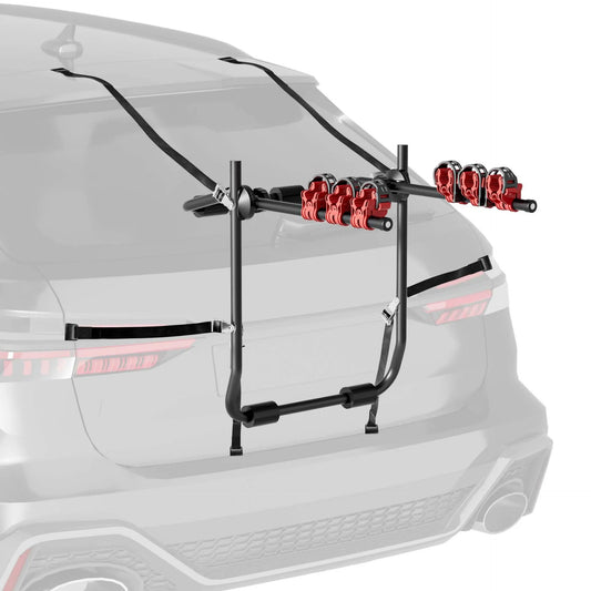Wiltec Porte vélos pour hayon/bicorps – capacité 3 vélos, 45 kg – en Acier Q195, ABS, mousse – pour Capot arrière - avec Sangles