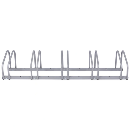 Wiltec Râtelier pour 5 vélos - Extensible, Montage au sol, Support vélos en acier galvanisé A3, Pied béquille de stationnement