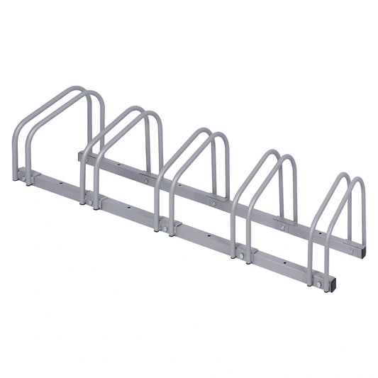 Wiltec Râtelier pour 5 vélos - Extensible, Montage au sol, Support vélos en acier galvanisé A3, Pied béquille de stationnement