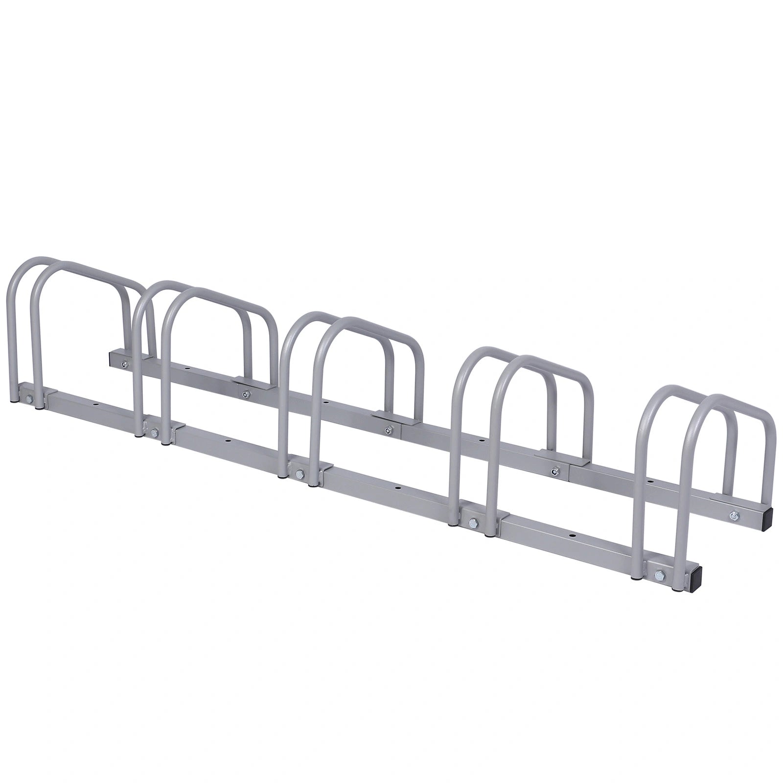 Wiltec Râtelier pour 5 vélos - Extensible, Montage au sol, Support vélos en acier galvanisé A3, Pied béquille de stationnement