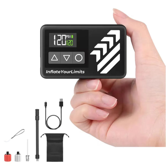Pompe électrique/Mini compresseur vélo 120 PSI Presta/Schrader - Affichage digital - Indicateur Bars/PSI - 108g