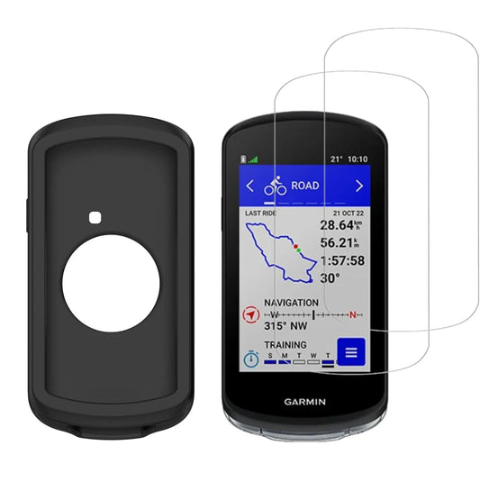 Pack de protection complet pour compteur GPS vélo GARMIN – Coque silicone + 2 verres trempés